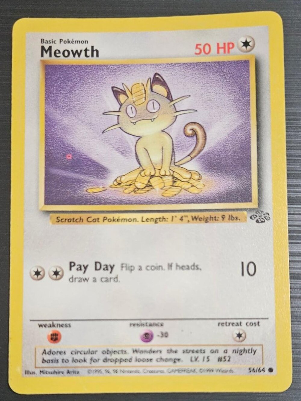 Pokemon Jungle Meowth Ink Error Card Red Circle Print